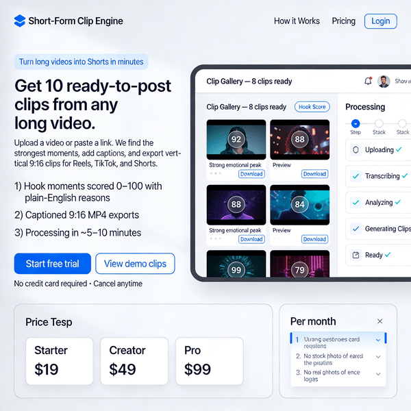 Short-Form Clip Engine for Long-Form Video